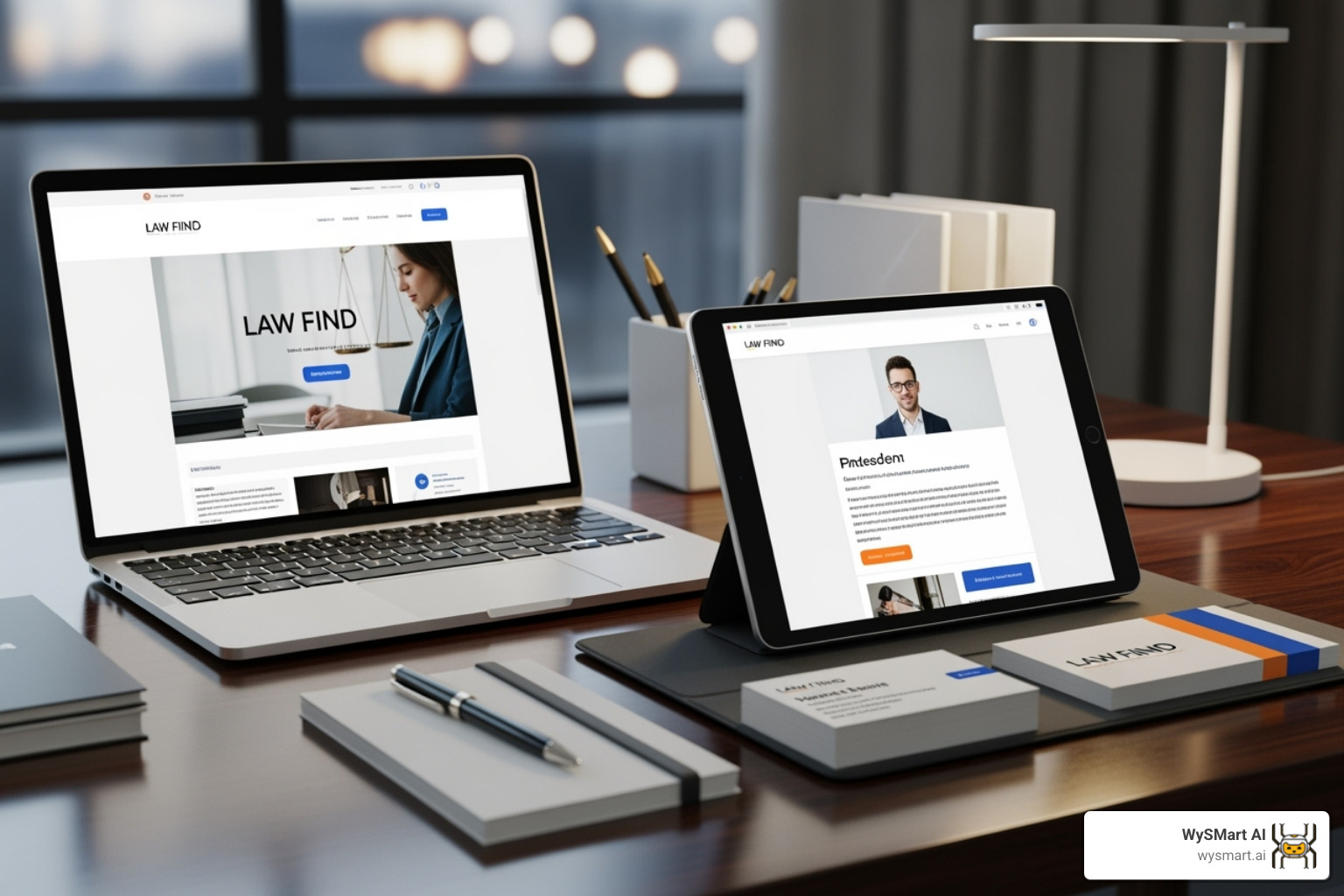 Lawyer's professional website, LinkedIn profile, and business card showing a consistent, modern visual identity. - Branding for lawyers Lawyer's professional website, LinkedIn profile, and business card showing a consistent, modern visual identity. - Branding for lawyers