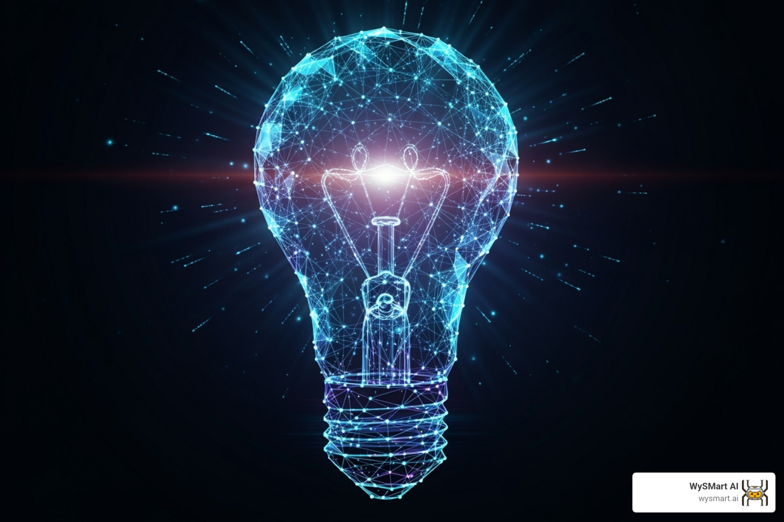 Lightbulb icon made of data points, symbolizing AI-generated insights - AI for business analytics Lightbulb icon made of data points, symbolizing AI-generated insights - AI for business analytics