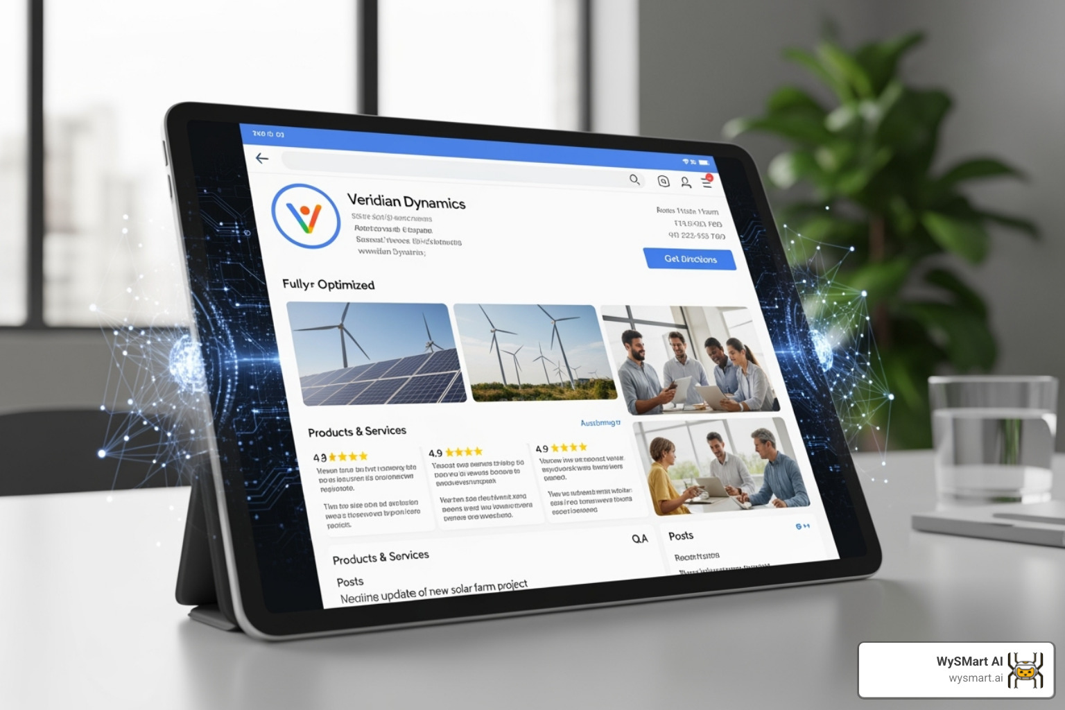 of an optimized Google Business Profile on a tablet. - AI-powered local SEO of an optimized Google Business Profile on a tablet. - AI-powered local SEO