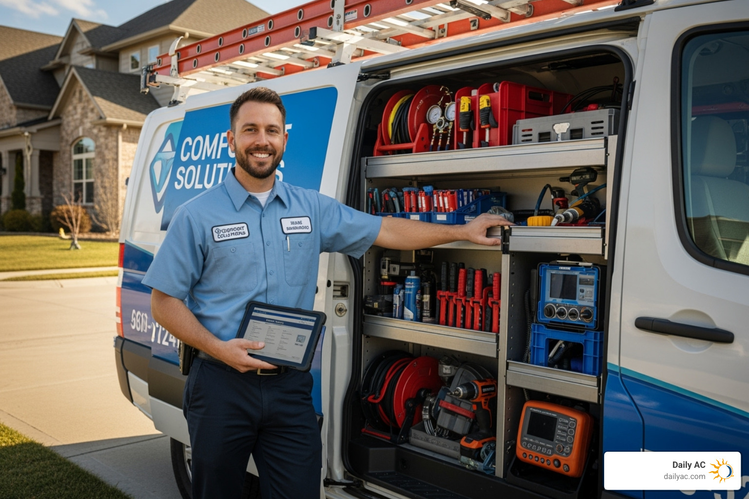 Professional, friendly technician with a fully-stocked service vehicle - reliable hvac service