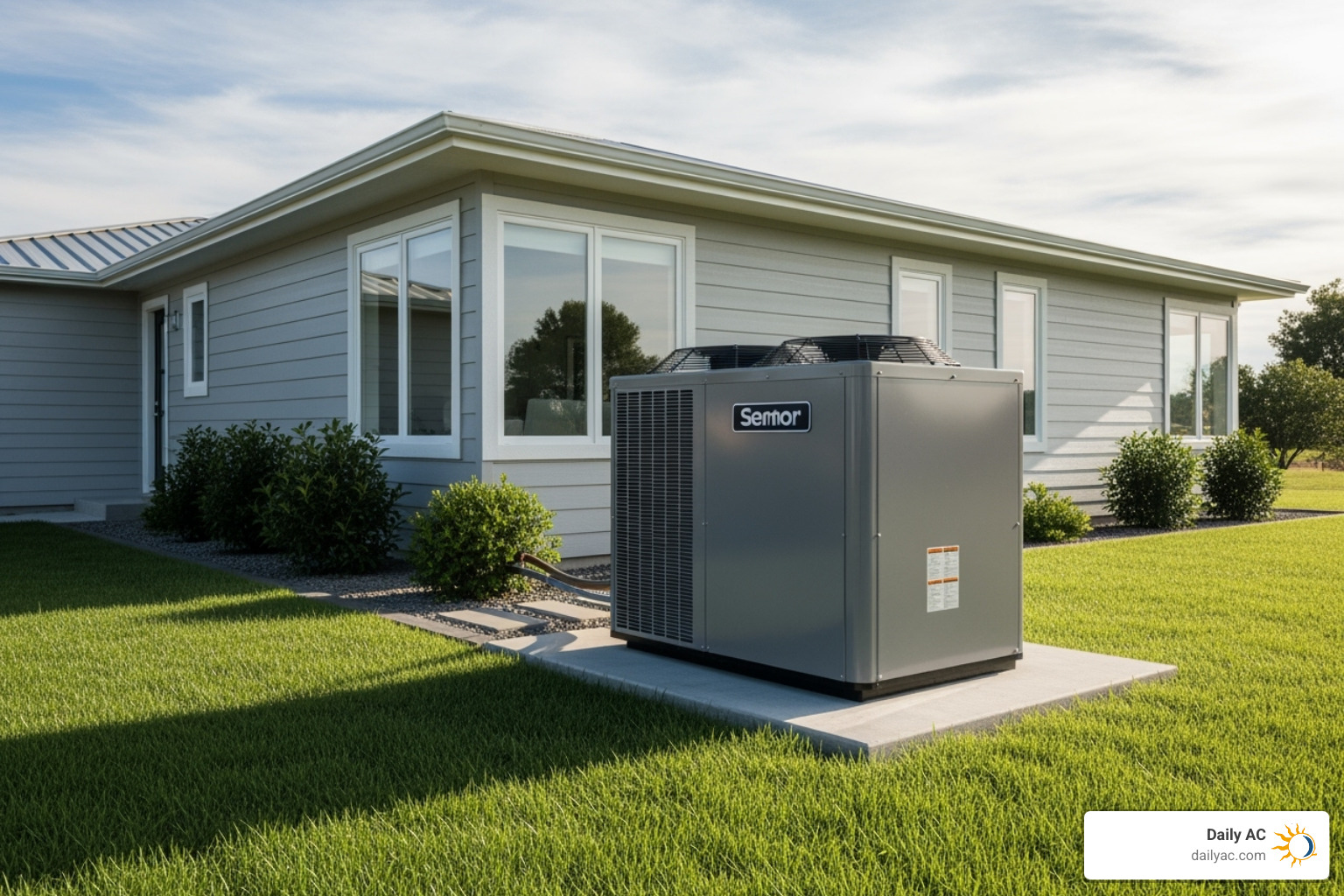 Modern, high-efficiency HVAC unit installed neatly outside a home - reliable hvac service