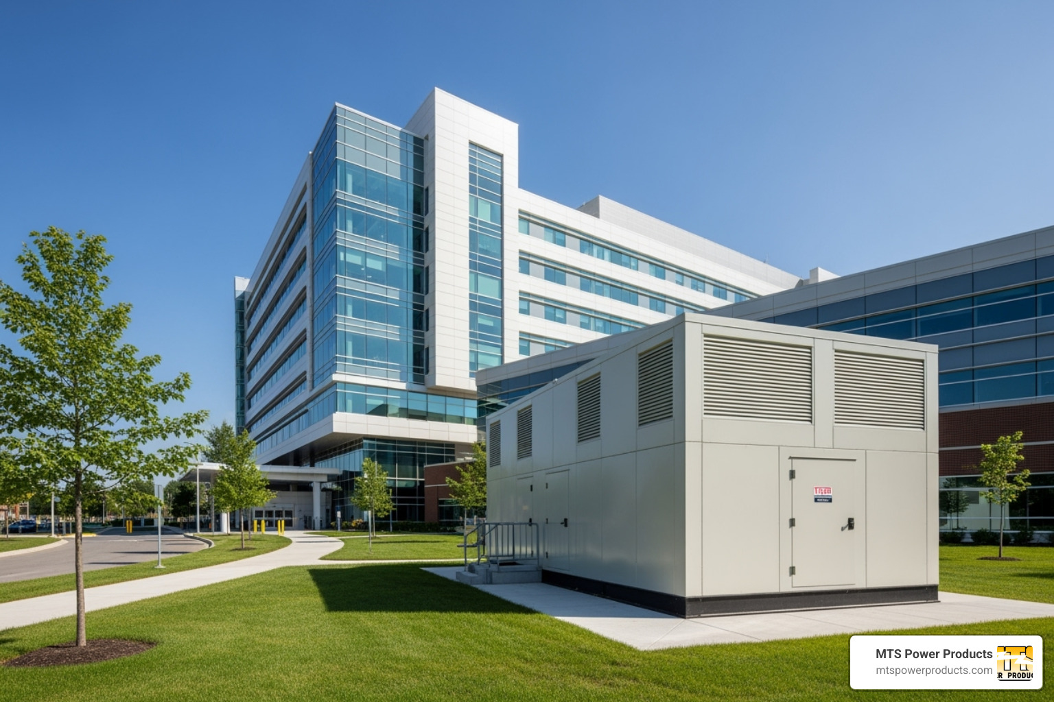 hospital with backup generator enclosure - big generators