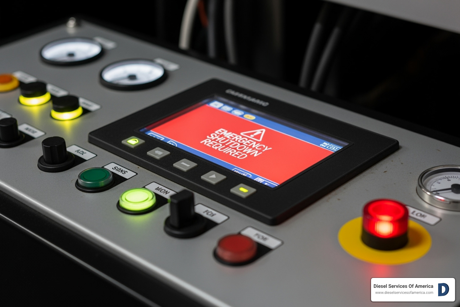 of a generator's control panel displaying an alert - generator repair san diego