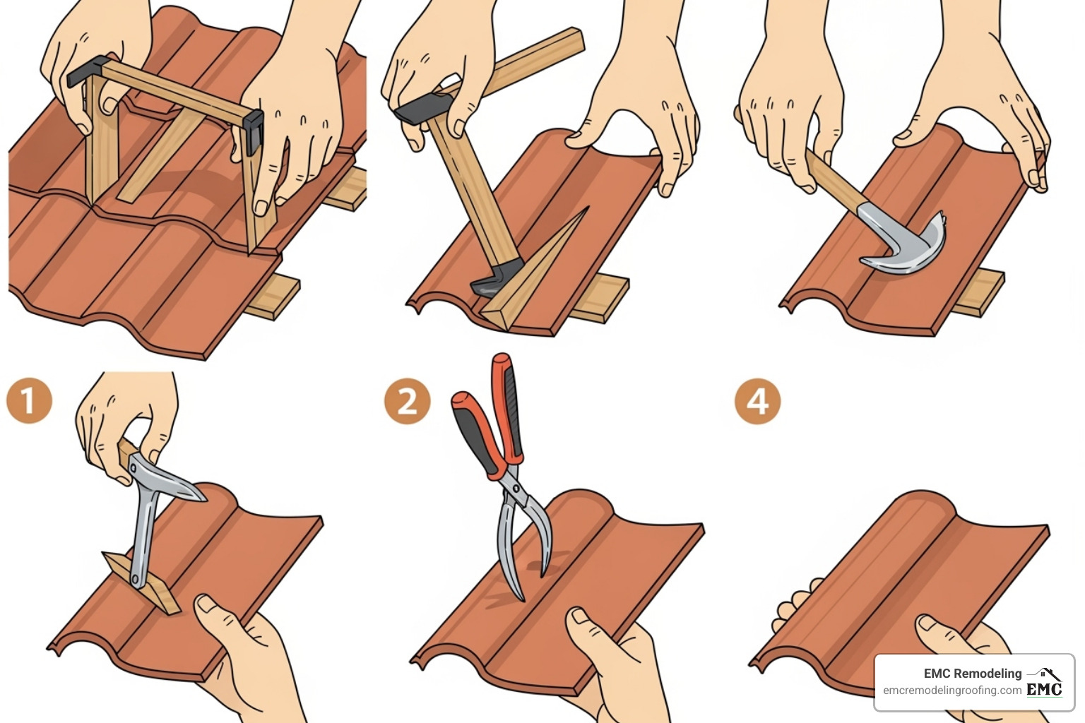 step-by-step process of replacing a single roof tile - roof tile replacement