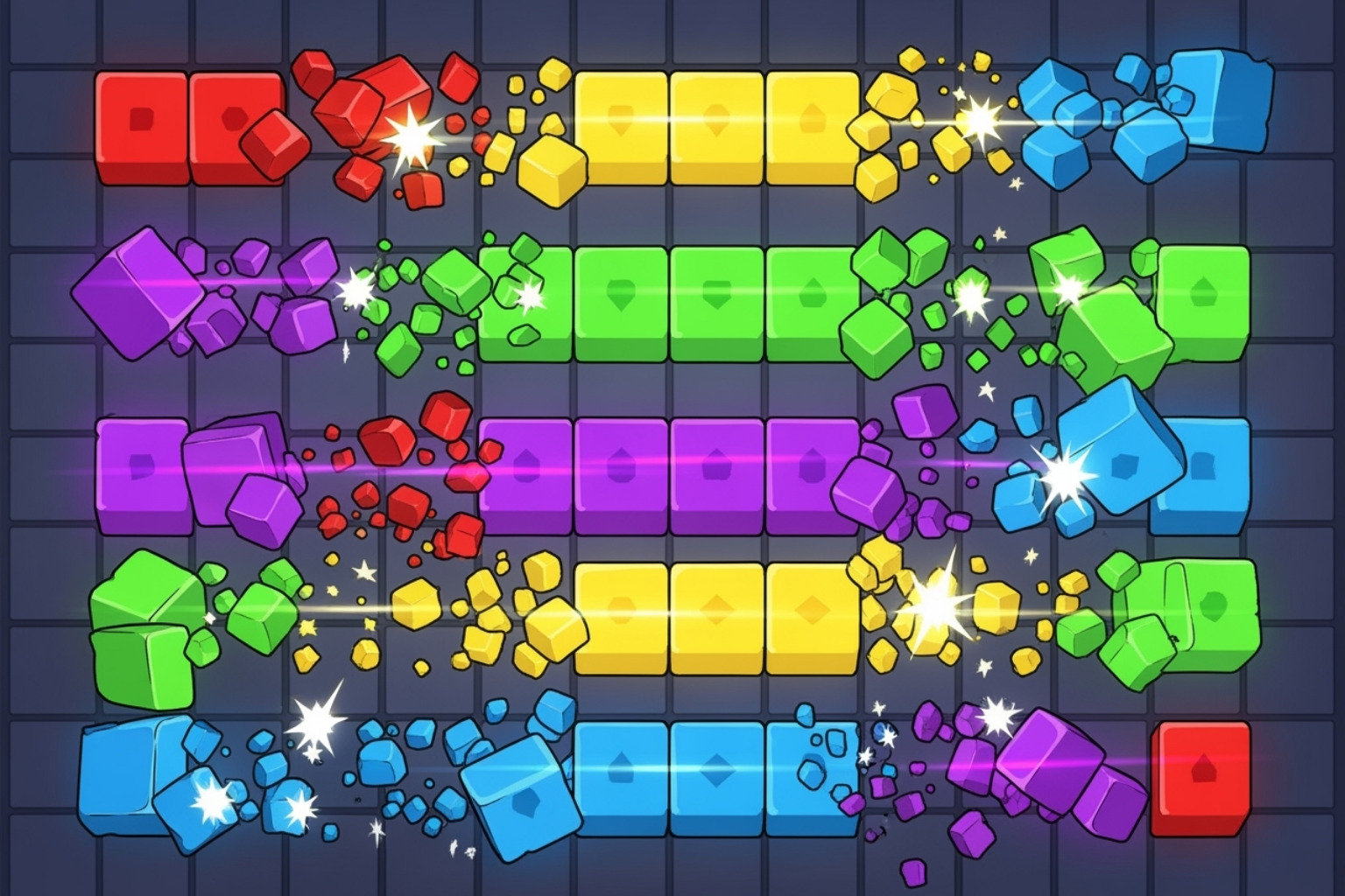 Image showing a complex combo move clearing multiple lines at once - block blast unblocked