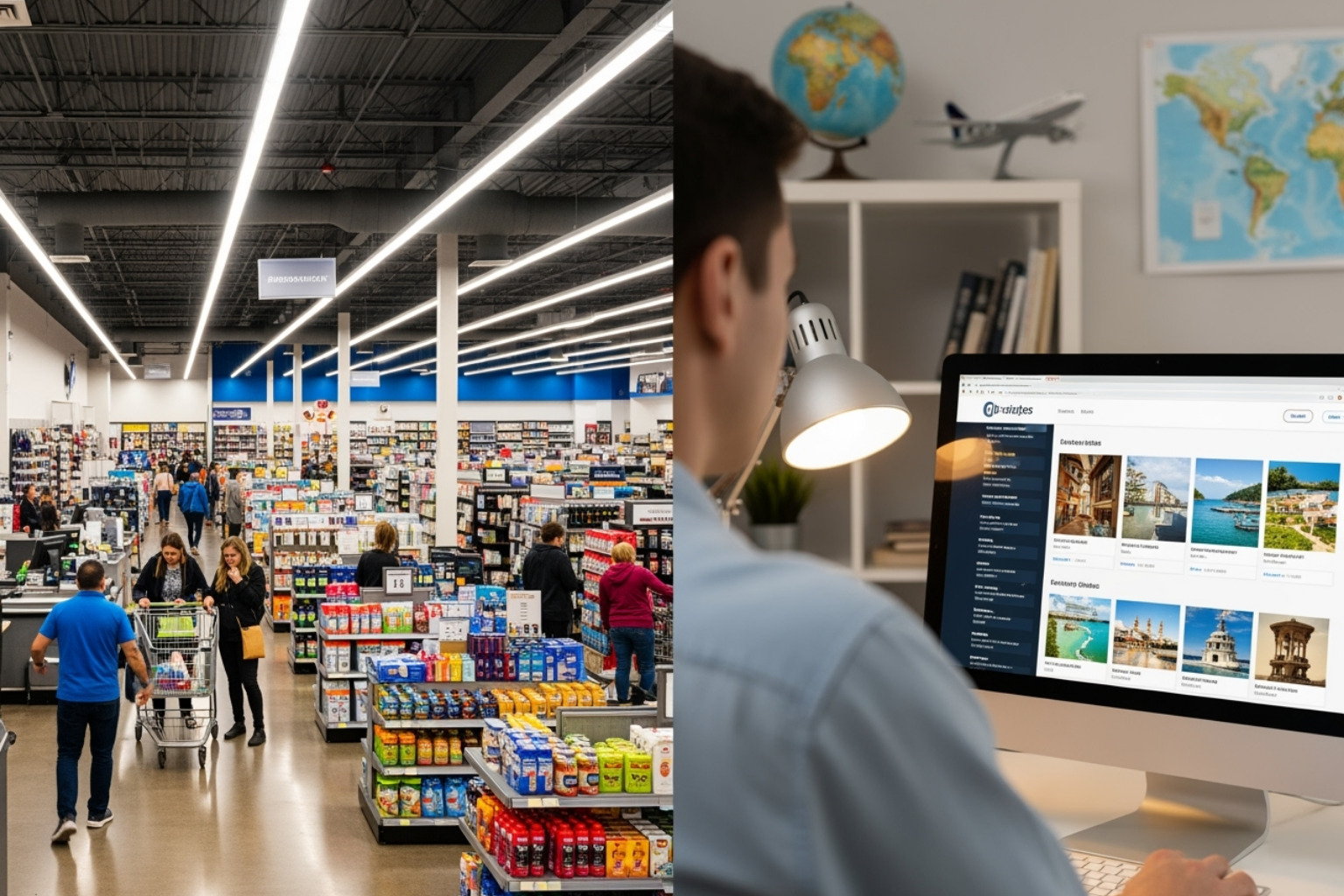 illustrating the difference between a low-risk retail store and a high-risk online travel agency - high risk merchant account at highriskpay.com