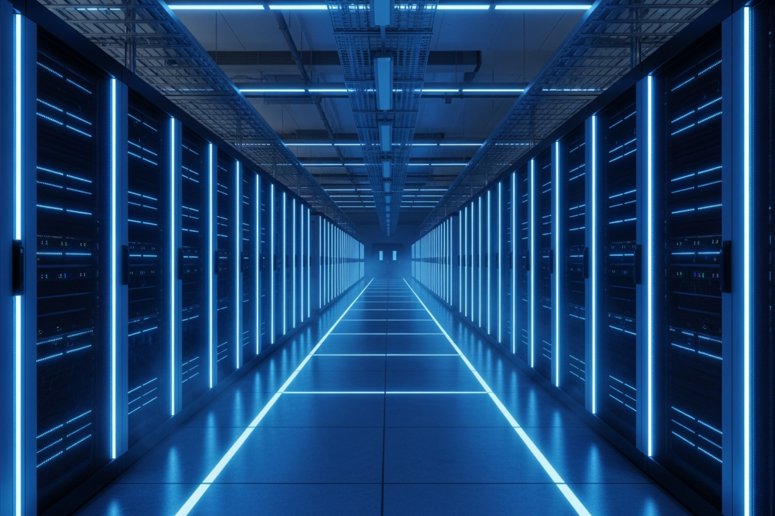 futuristic server room representing security and reliability - high risk merchant account at highriskpay.com