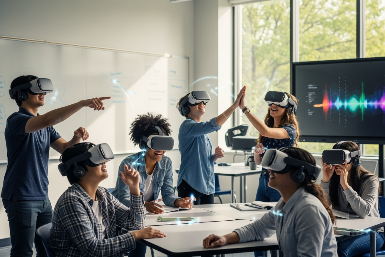 students using VR in classroom - classroom 15x