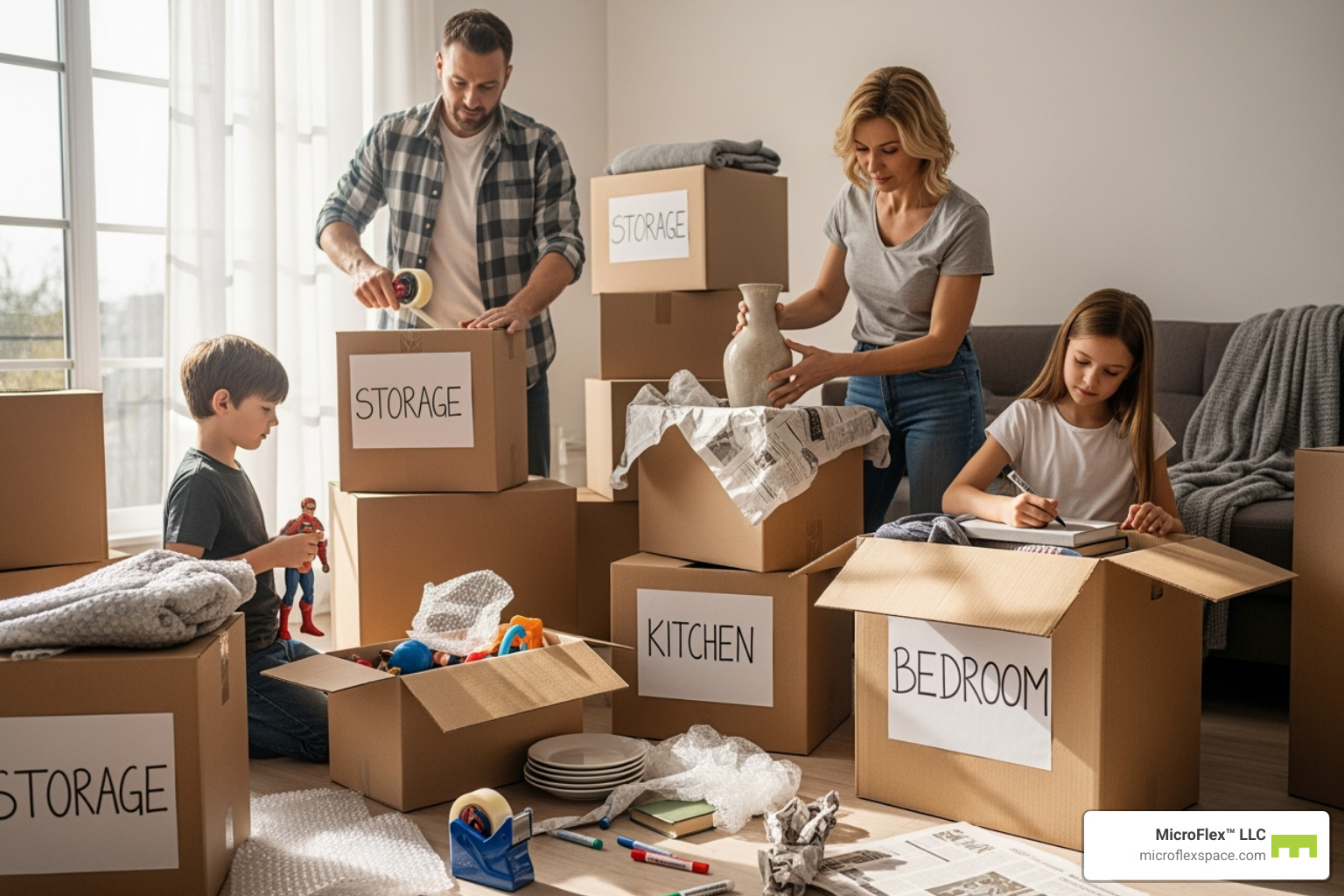 Family packing boxes for a move into a short-term storage unit - what is short term storage Family packing boxes for a move into a short-term storage unit - what is short term storage