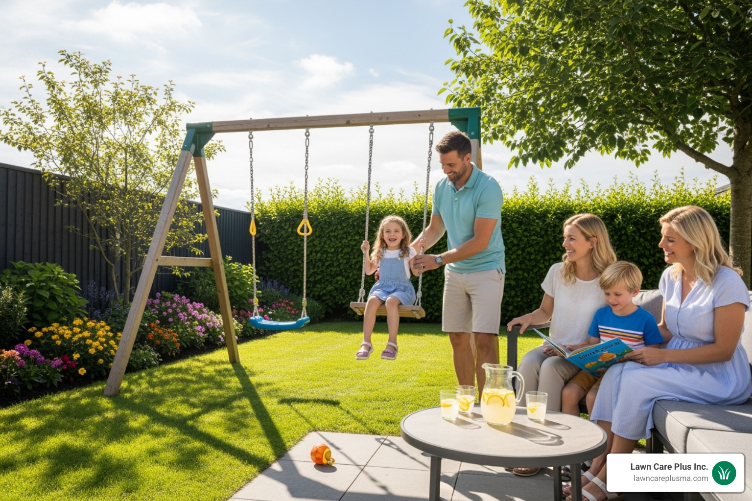 a family enjoying their clean yard - leaf cleaning service near me a family enjoying their clean yard - leaf cleaning service near me