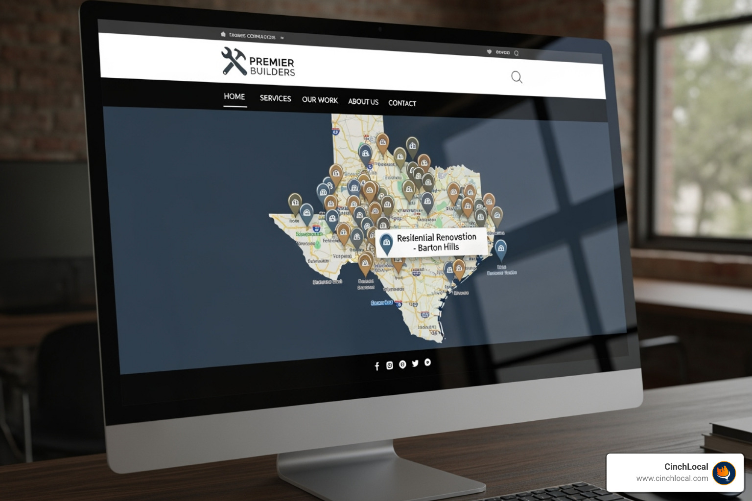 Contractor's website showing an embedded 