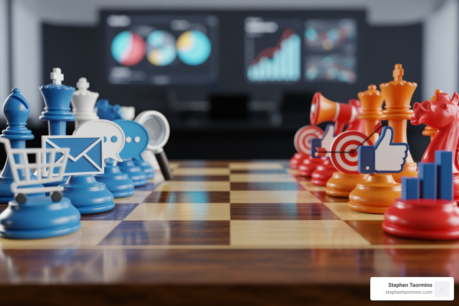 A chess board with marketing icons as pieces, symbolizing strategy - digital marketing ppt topics A chess board with marketing icons as pieces, symbolizing strategy - digital marketing ppt topics