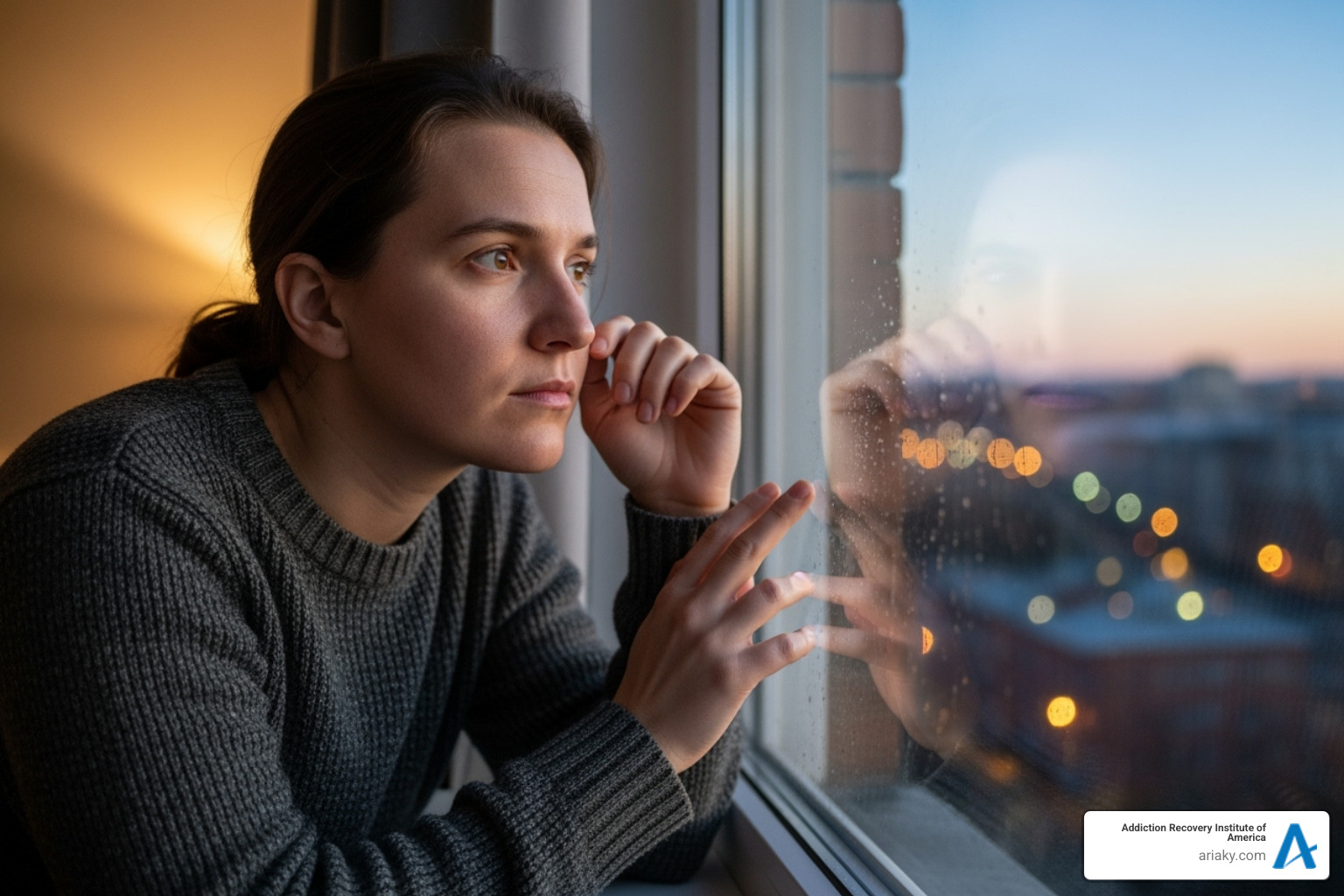 A person looking thoughtfully out a window, contemplating their struggles and the path to recovery - Alcohol rehab Lexington A person looking thoughtfully out a window, contemplating their struggles and the path to recovery - Alcohol rehab Lexington