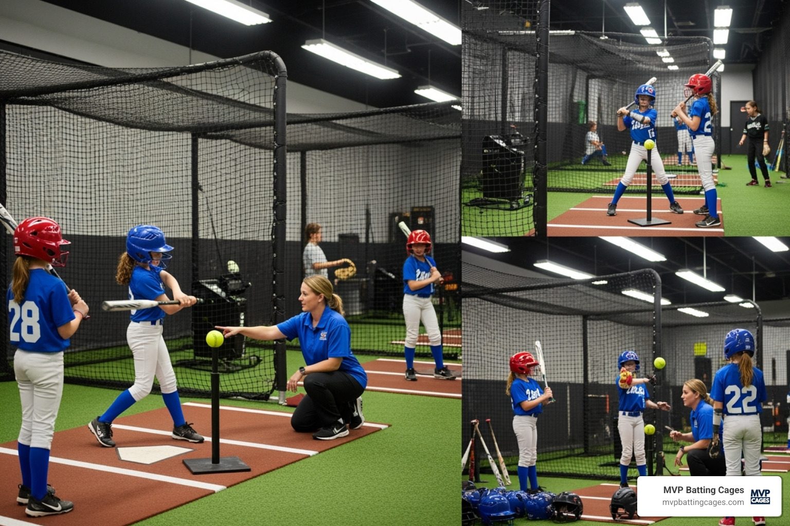 Team rotating through a hitting circuit - Hitting drills softball