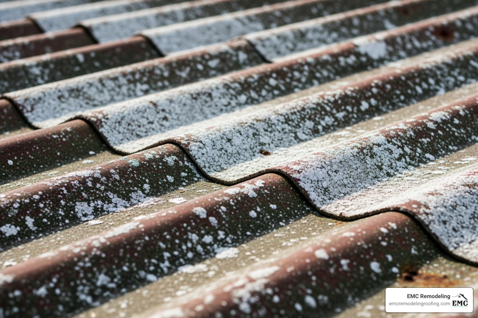 chalking and fading on an older metal roof - tin roof leaking