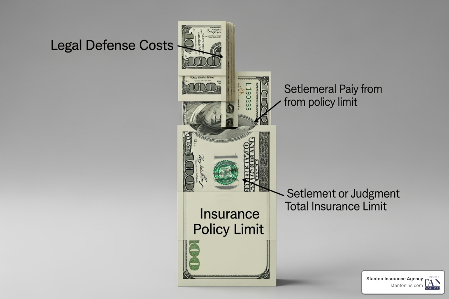 Illustration of policy limit with legal fees and judgment - does liability car insurance cover legal costs