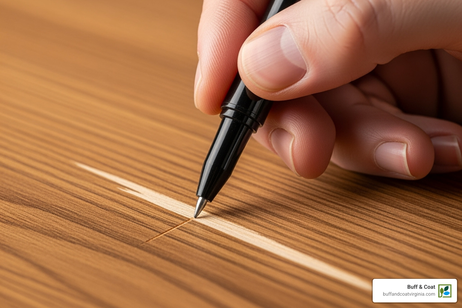 hand carefully applying a repair pen along the grain of a scratch - scratch repair pen for wood hand carefully applying a repair pen along the grain of a scratch - scratch repair pen for wood