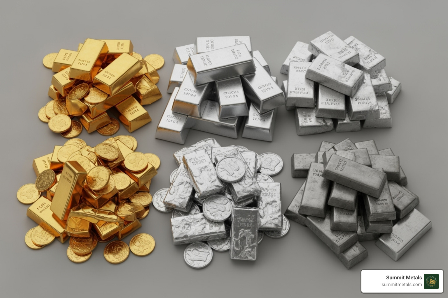 Four primary precious metals: gold, silver, platinum, and palladium - precious metals portfolio