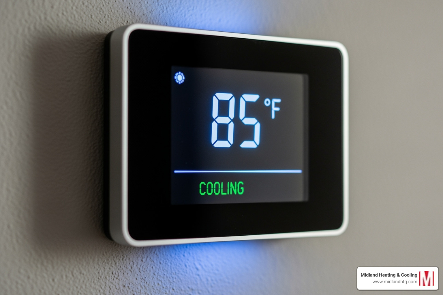 of a thermostat displaying a high temperature despite the AC running - AC repair Bloomington MN