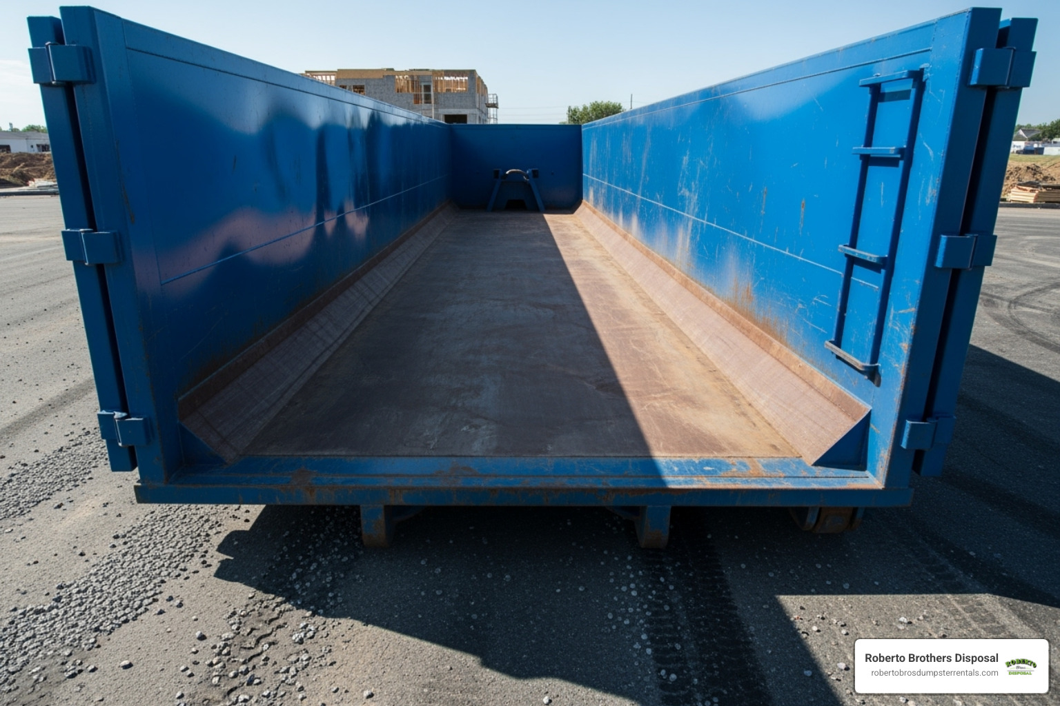 40-yard dumpster with dimension callouts (22' L x 7.5' W x 8' H) - 40 yard dumpster rental