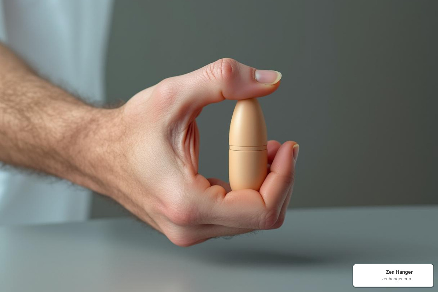 Hand demonstrating a safe grip for manual penis stretching - penis enlargement exercises