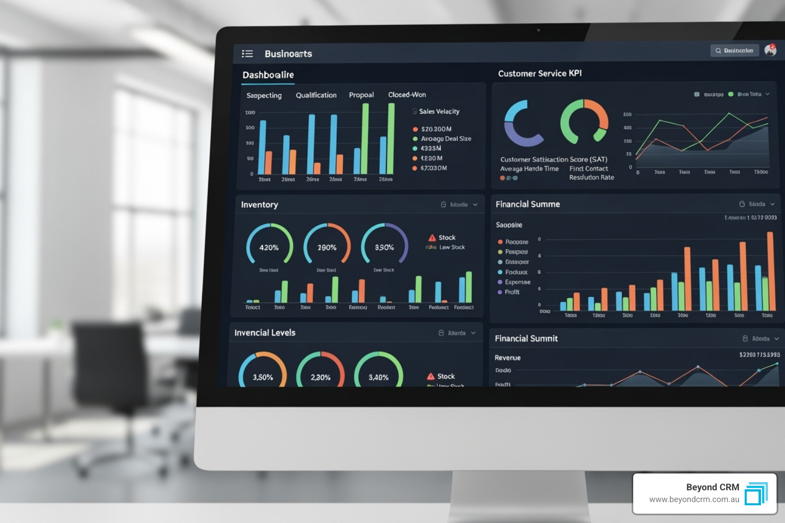 Image of a dashboard showing unified CRM and ERP data - crm integration with erp