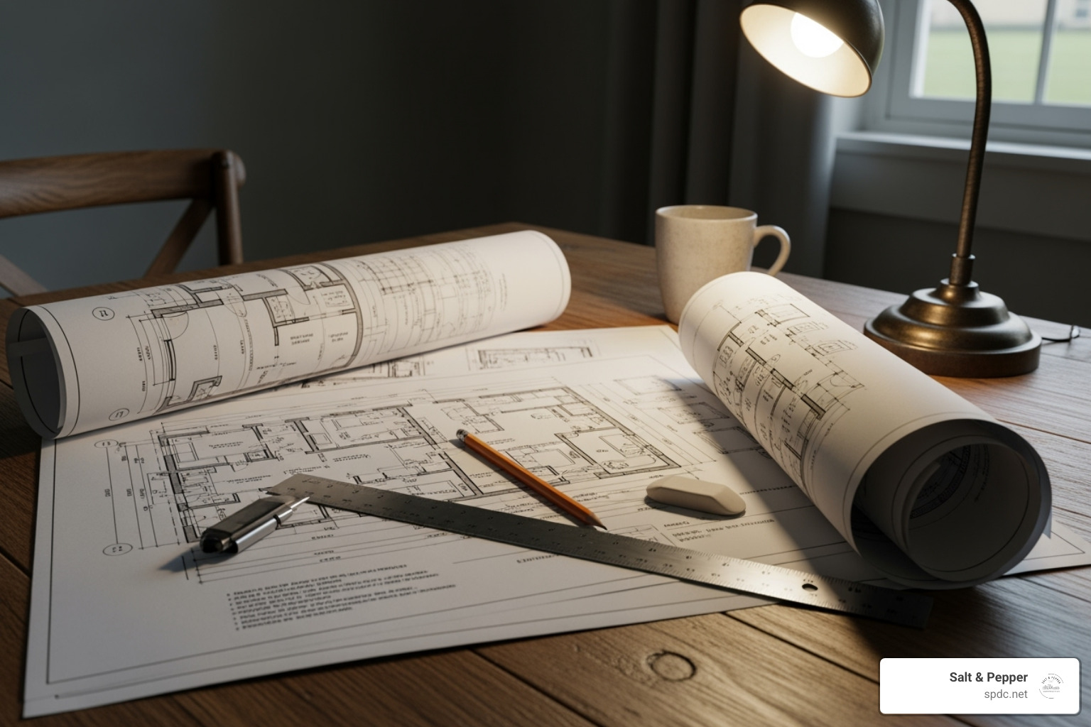 architectural blueprints for a home addition on a wooden table - room addition cost