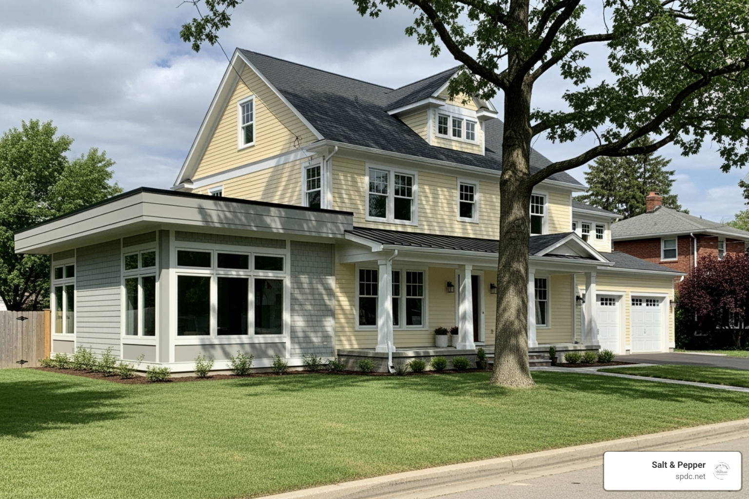 two-story home with a new ground-floor extension - room addition cost