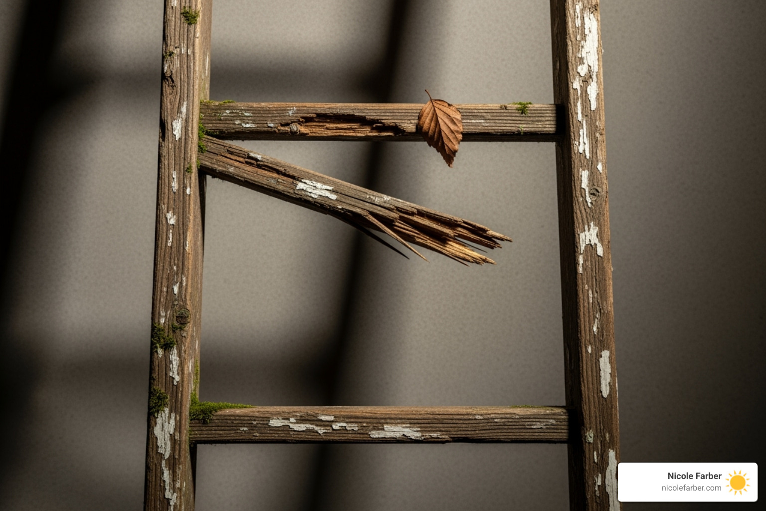 A broken ladder symbolizing the "broken rung" in career advancement - Women in business leadership