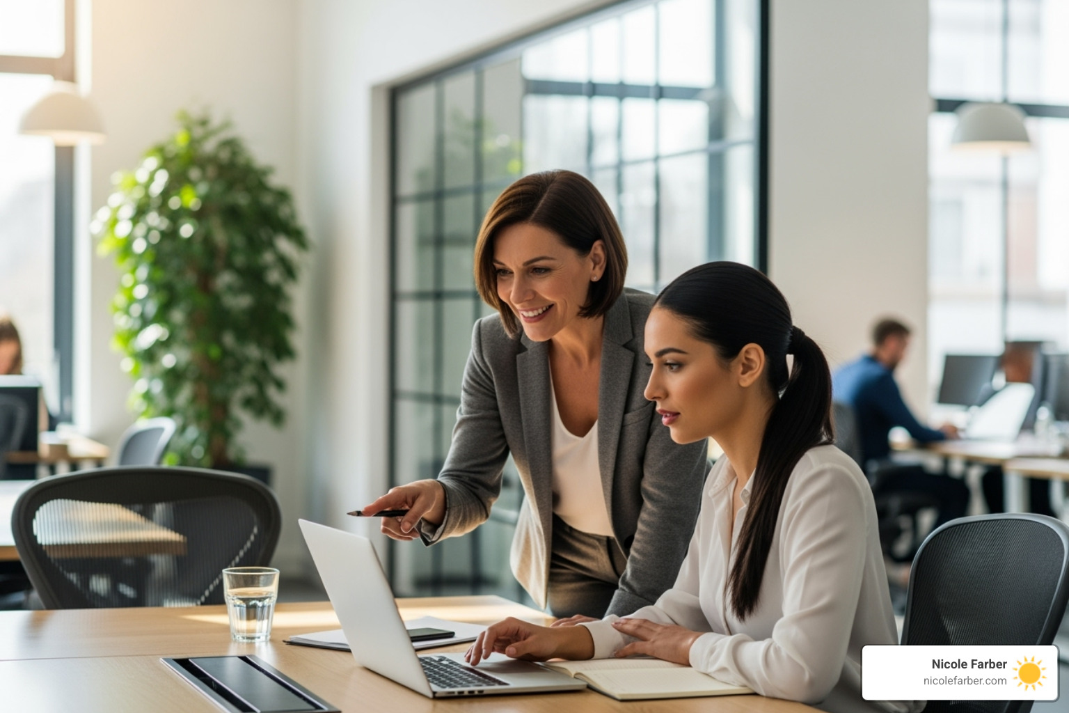 Women mentoring and sponsoring each other in a professional environment - Women in business leadership