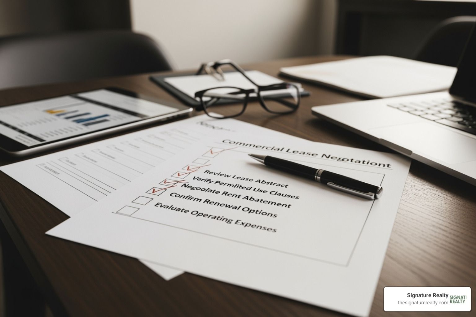 a close-up on a lease document with key clauses highlighted - commercial lease negotiation checklist a close-up on a lease document with key clauses highlighted - commercial lease negotiation checklist