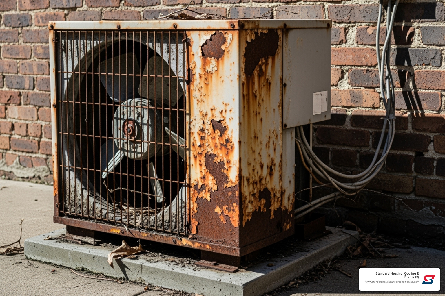Old, rusty outdoor AC unit - HVAC system upgrade
