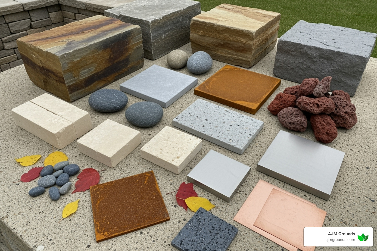 Fire pit material swatches - Custom Outdoor Firepit Installer