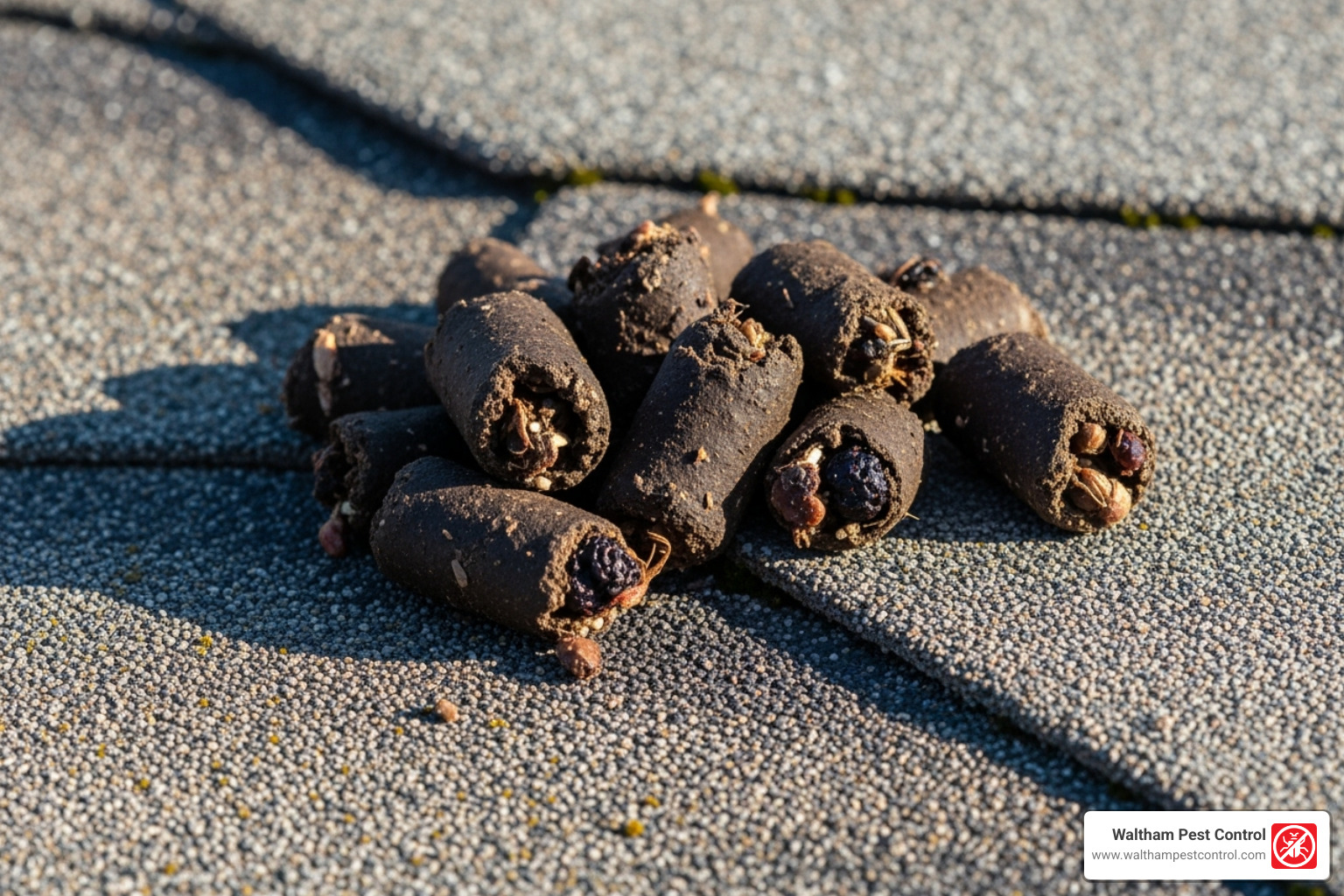 raccoon droppings accumulating on a roof - raccoons on roof at night