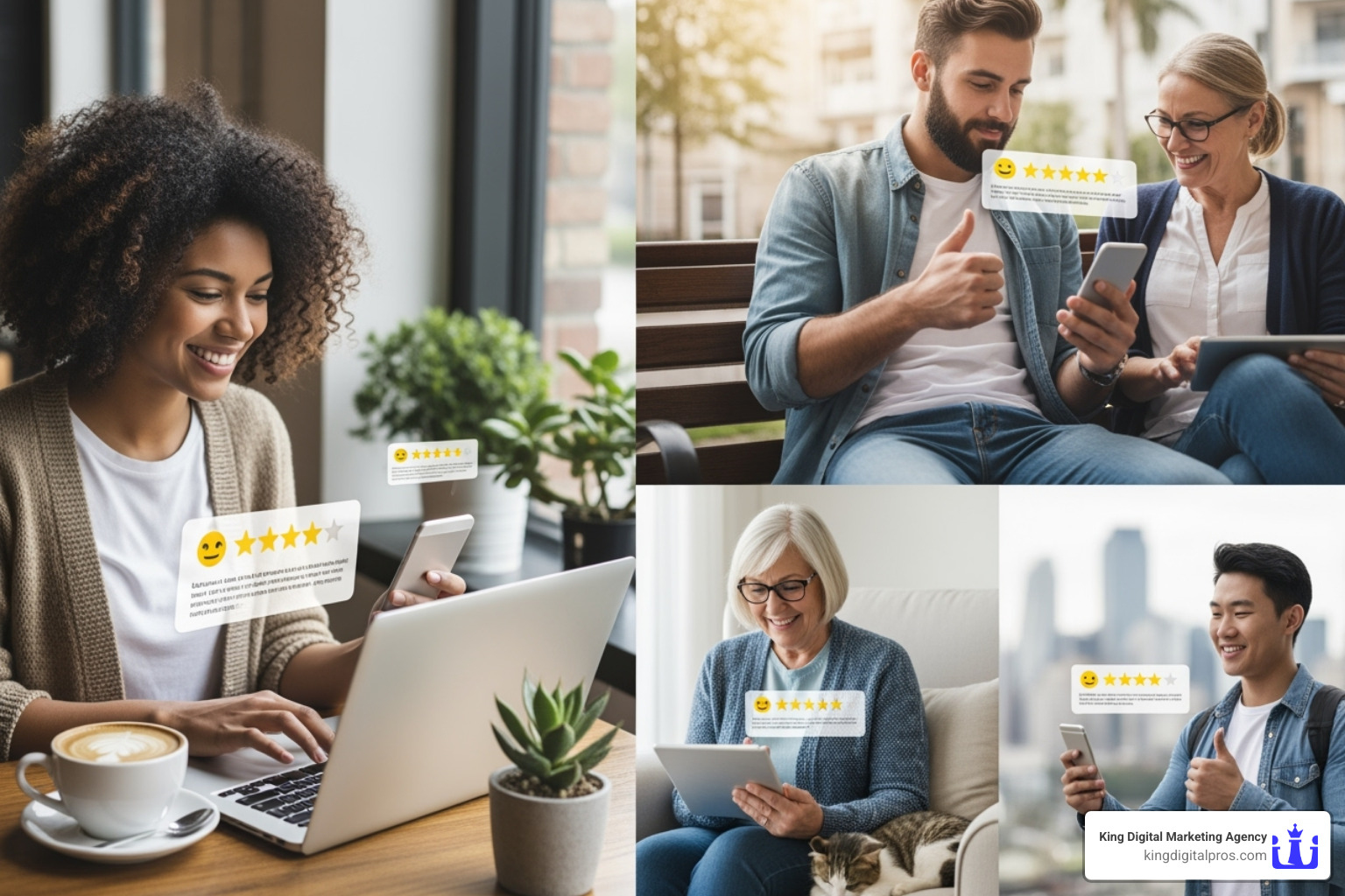 happy customers leaving reviews - online feedback solutions