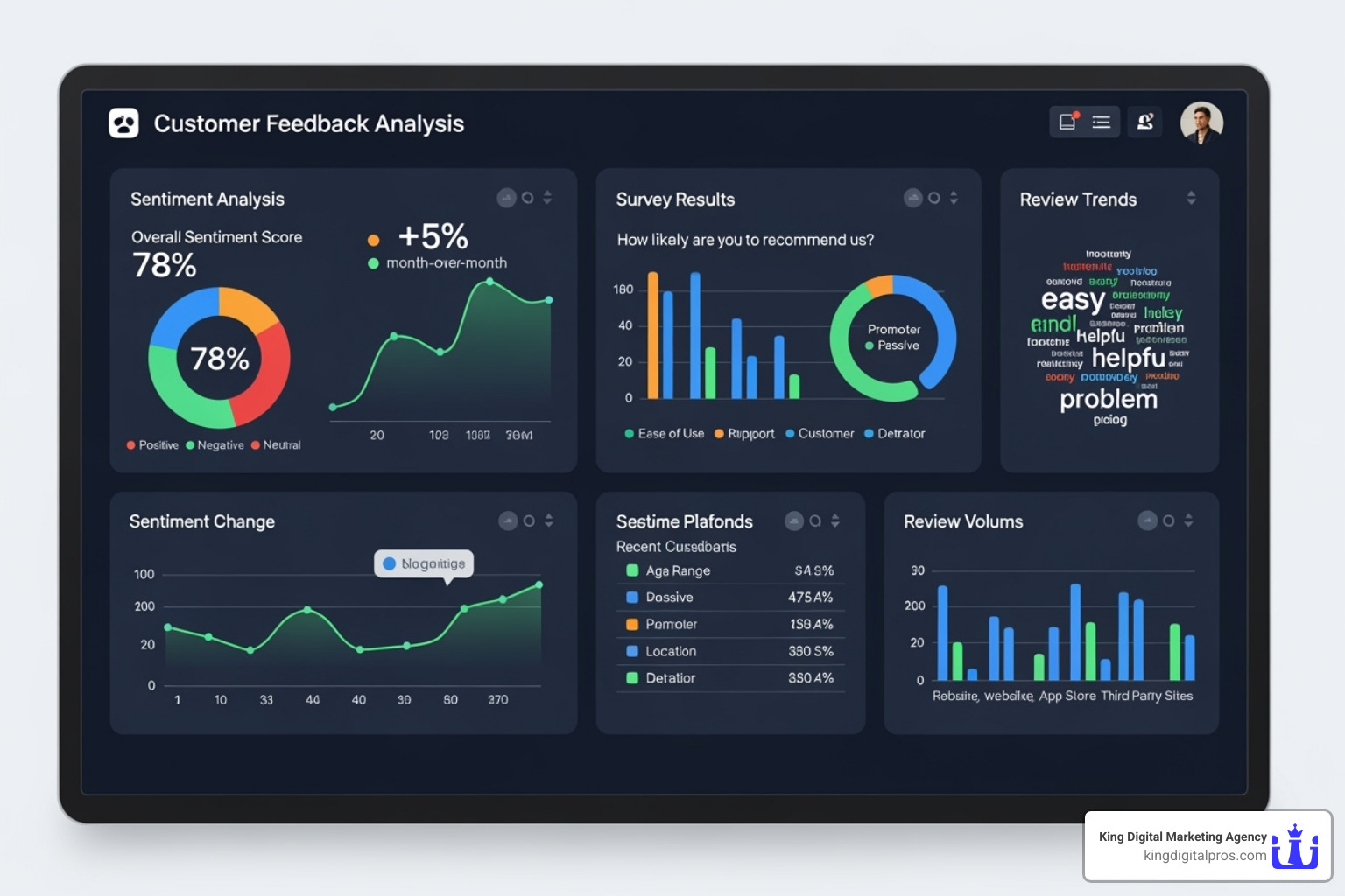 dashboard showing different types of feedback data - online feedback solutions