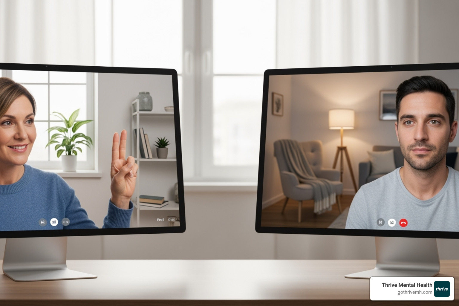 therapist and client in virtual EMDR session - online counseling for trauma