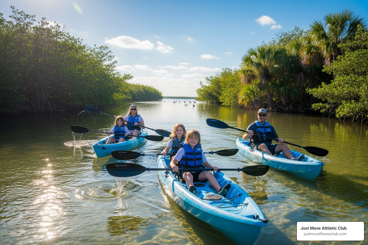 family kayaking in Florida - Florida family fitness