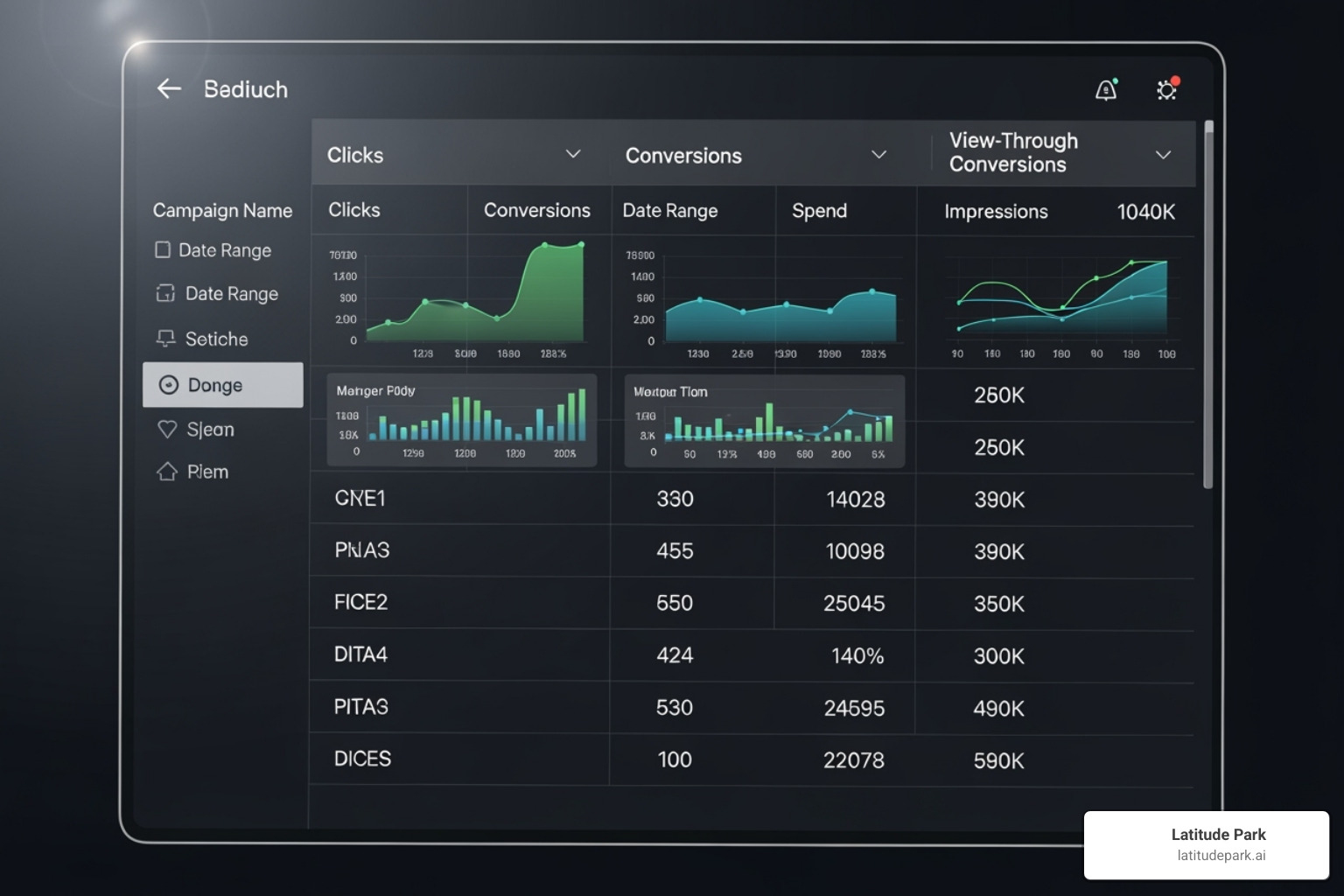 Google Ads report showing Clicks, Conversions, and View-through Conversions columns - youtube display ads
