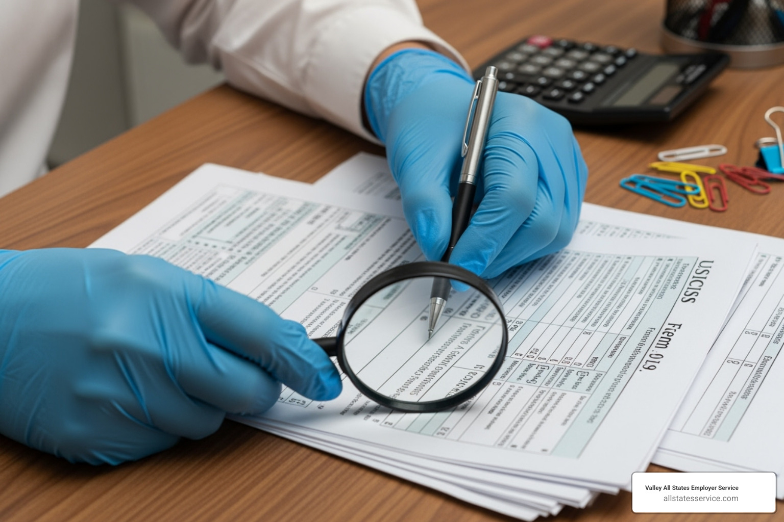 Image of a hand correcting a form with a single line and initialing - auditing i 9 forms