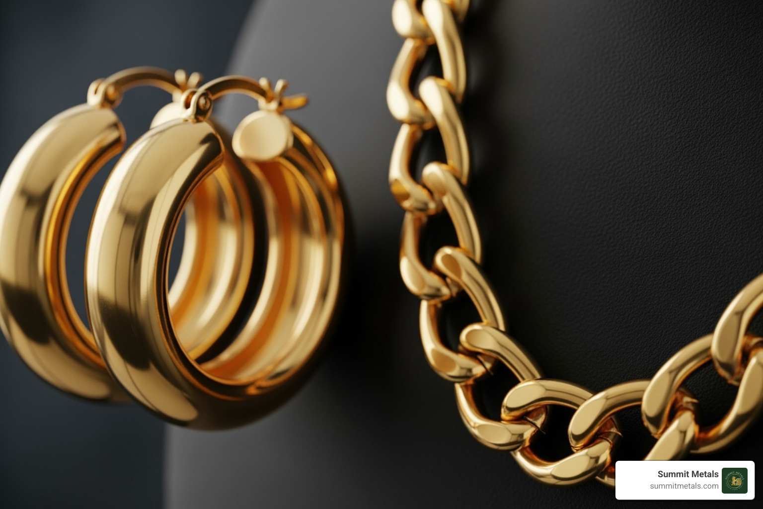 bold, classic gold hoop earrings and a chain necklace - is gold or silver more popular