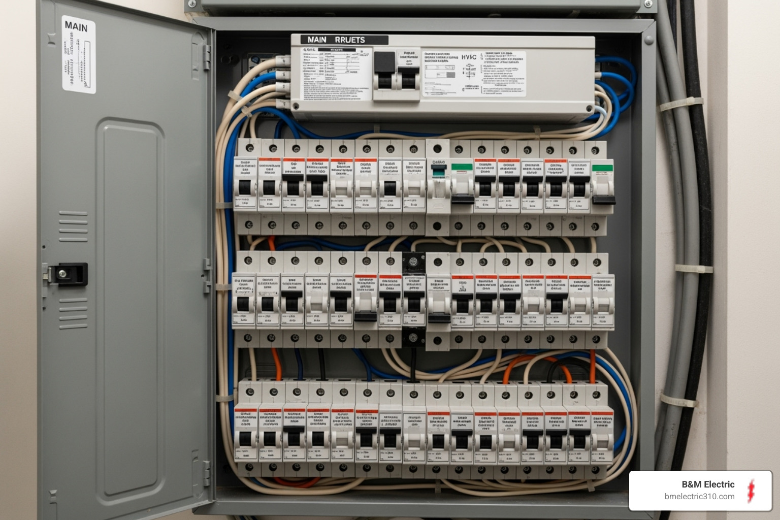 A neatly organized and properly labeled electrical panel after a professional installation, showing clear circuit identification - EV Charger Installation in Torrance