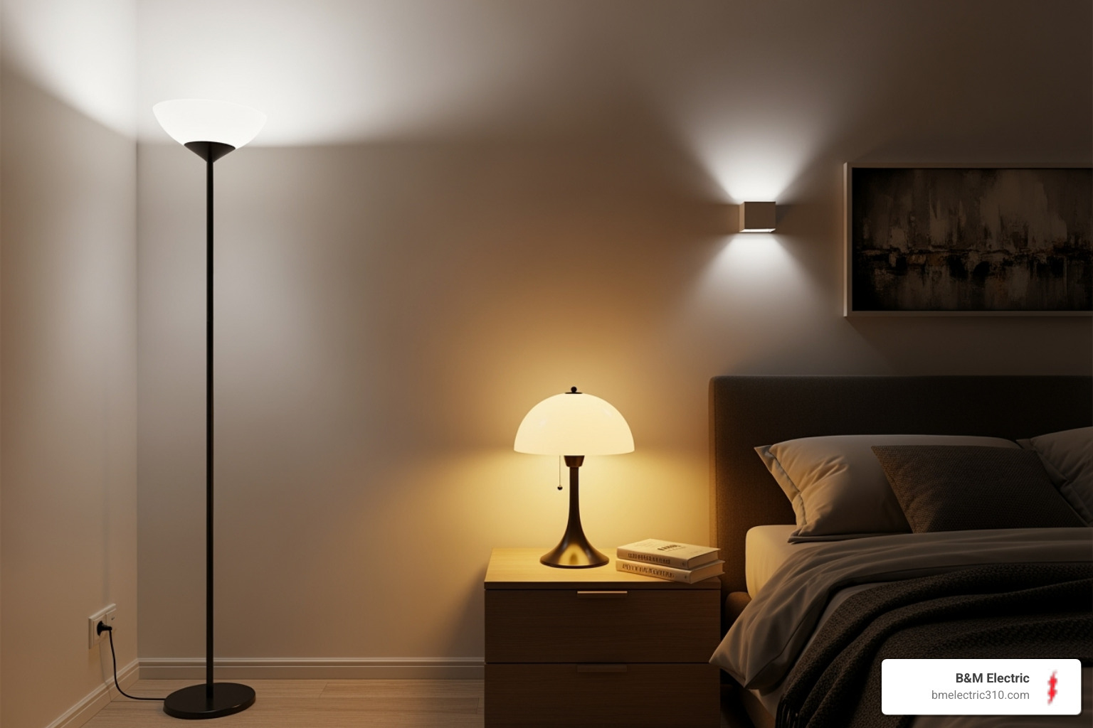 bedroom diagram showing ambient, task, and accent light sources - Bedroom lighting solutions