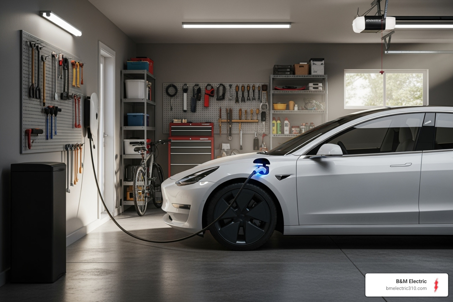 home with an electric vehicle charging in the garage - 200 amp service upgrade