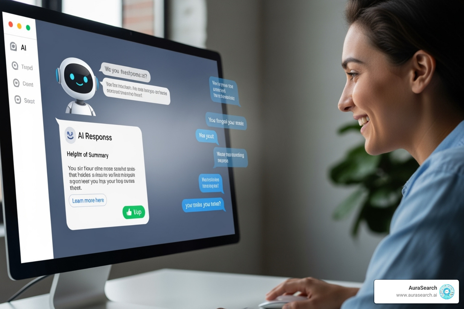 person successfully navigating website with AI chatbot - AI chatbot SEO