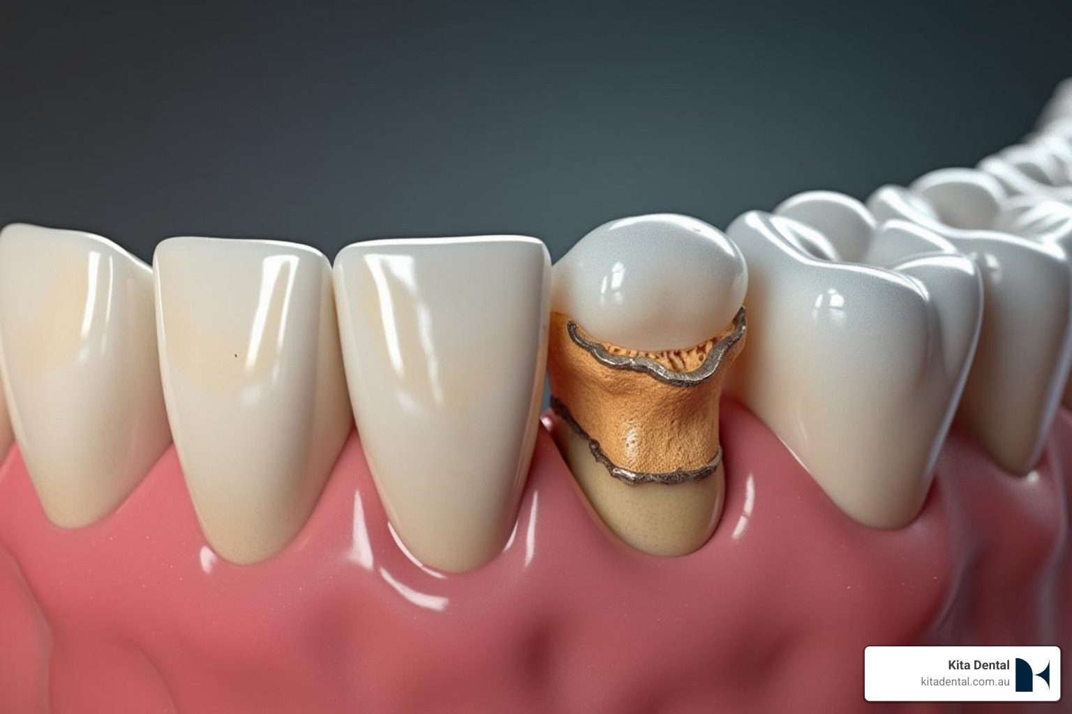 pre-operative photo showing significant recession on a lower incisor after braces - Gingival recession and grafting: Gingival recession caused by orthodontic treatment and how gingiva grafting can fix them. I have pre-op and post-op pictures pre-operative photo showing significant recession on a lower incisor after braces - Gingival recession and grafting: Gingival recession caused by orthodontic treatment and how gingiva grafting can fix them. I have pre-op and post-op pictures