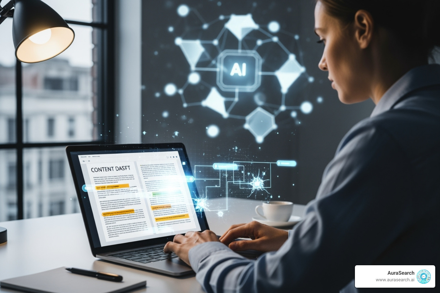 person reviewing AI-generated content - seogpt