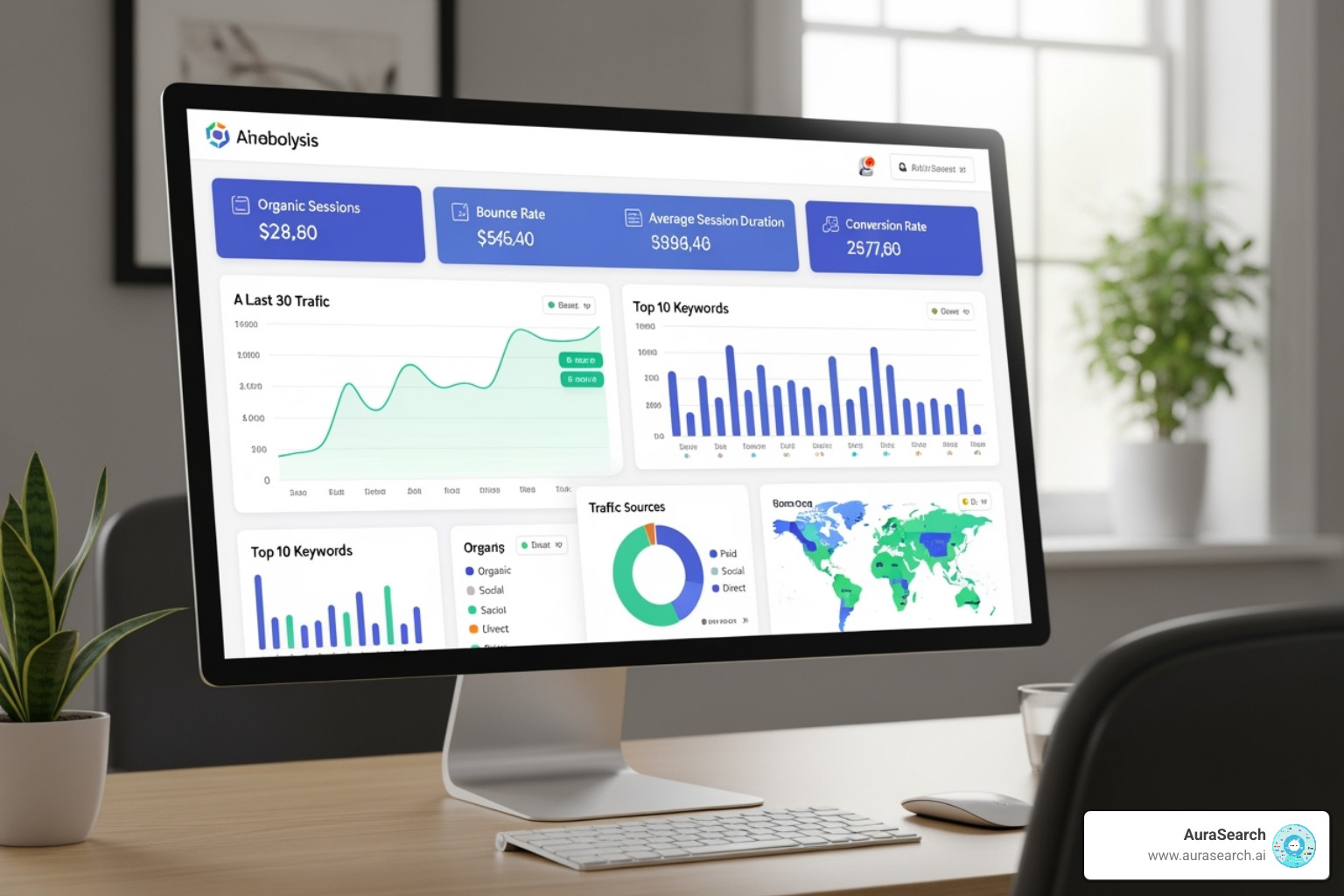dashboard from an AI SEO analysis tool - how to optimize ai content for seo