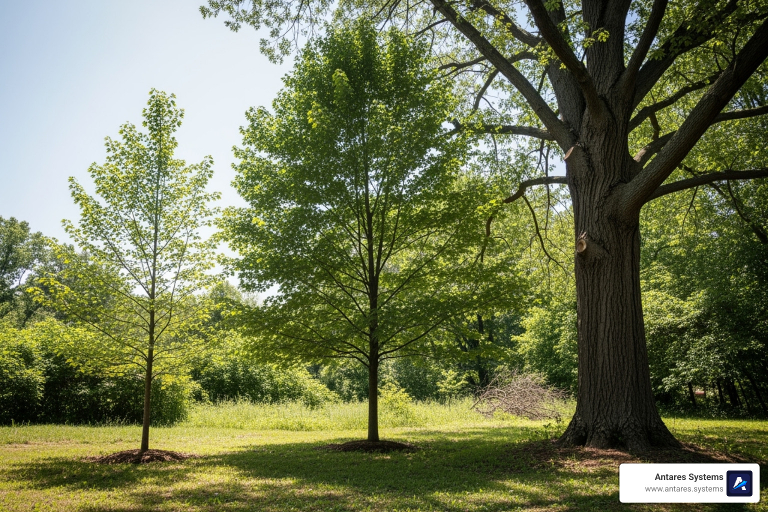 Image of three trees side-by-side labeled Small (<30ft), Medium (30-60ft), and Large (>60ft) - Tree removal cost Image of three trees side-by-side labeled Small (<30ft), Medium (30-60ft), and Large (>60ft) - Tree removal cost