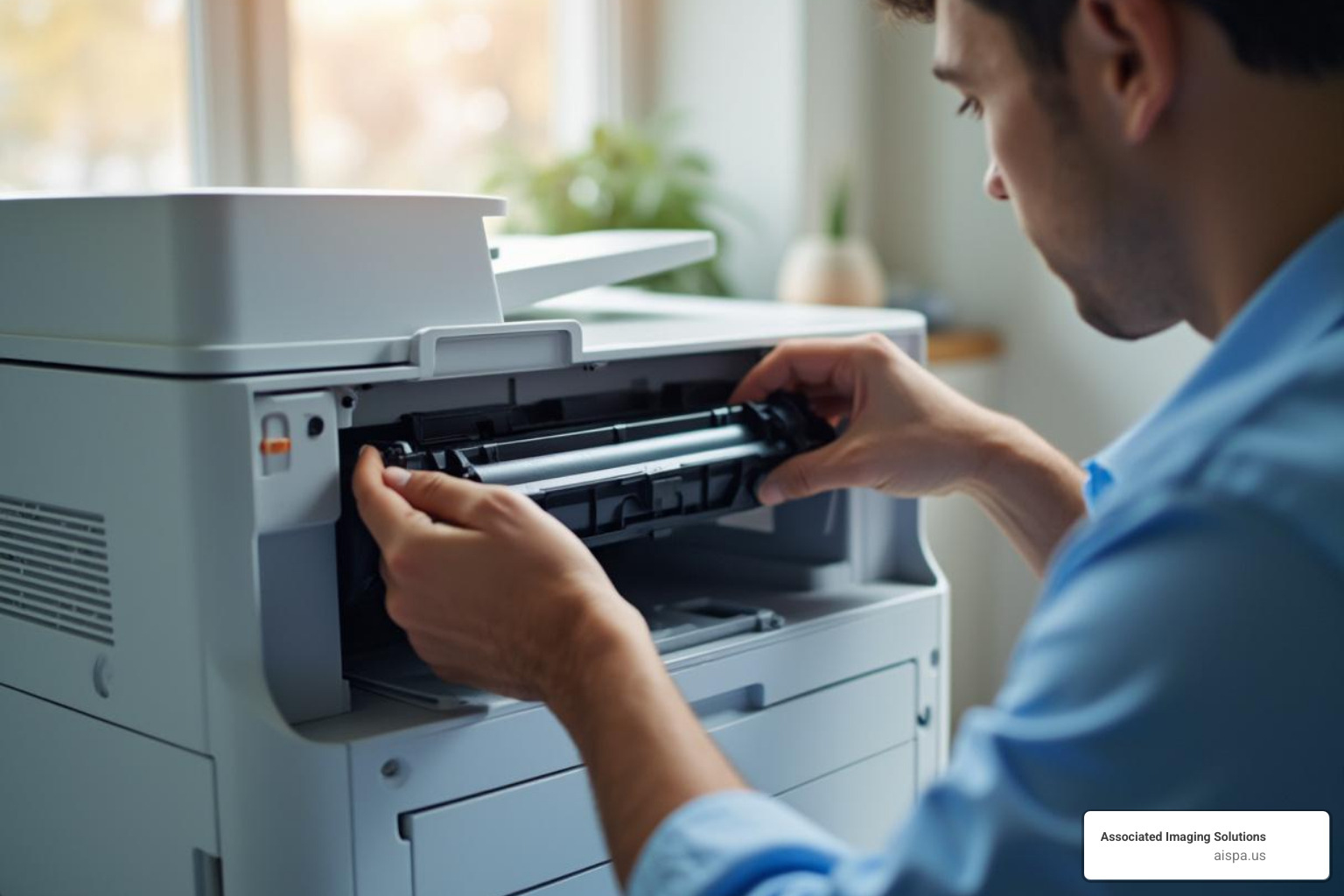 person checking toner cartridge - Sharp printer tech support